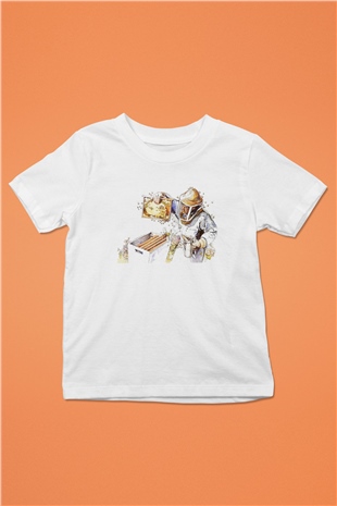 Arıcı Baskılı Beyaz Unisex Çocuk Tişört