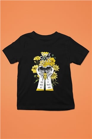 Arıcı Baskılı Siyah Unisex Çocuk Tişört