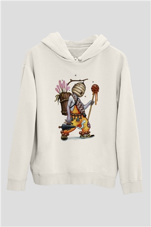 Arıcı Beyaz Unisex Hoodie