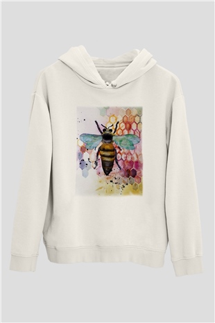 Arıcı Beyaz Unisex Hoodie