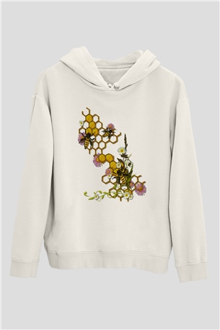 Arıcı Beyaz Unisex Hoodie