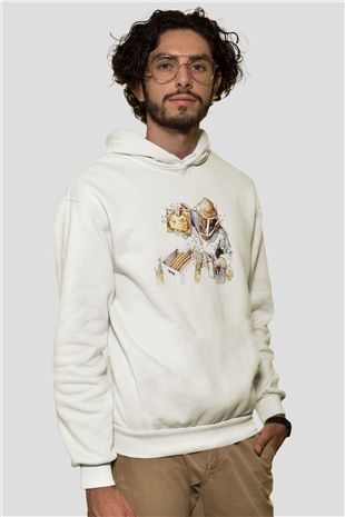 Arıcı Beyaz Unisex Hoodie