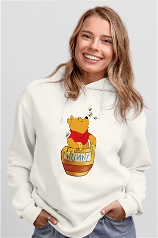 Arıcı Beyaz Unisex Hoodie