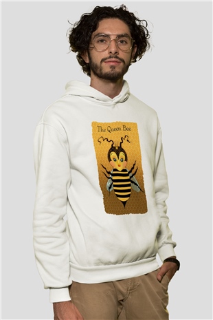 Arıcı Beyaz Unisex Hoodie