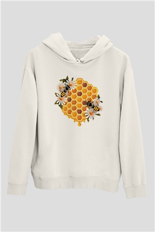 Arıcı Beyaz Unisex Hoodie