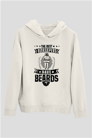 Arıcı Beyaz Unisex Kapüşonlu Sweatshirt