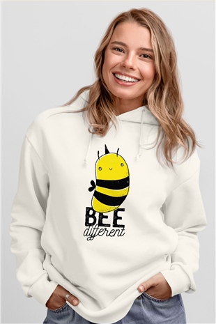 Arıcı Beyaz Unisex Kapüşonlu Sweatshirt