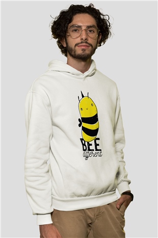 Arıcı Beyaz Unisex Kapüşonlu Sweatshirt