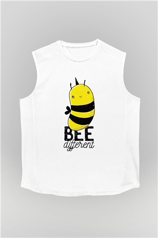 Arıcı Beyaz Unisex Kolsuz Tişört