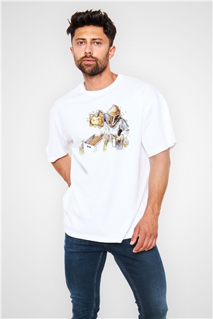 Arıcı Beyaz Unisex Oversize Tişört T-Shirt