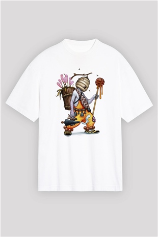Arıcı Beyaz Unisex Oversize Tişört T-Shirt