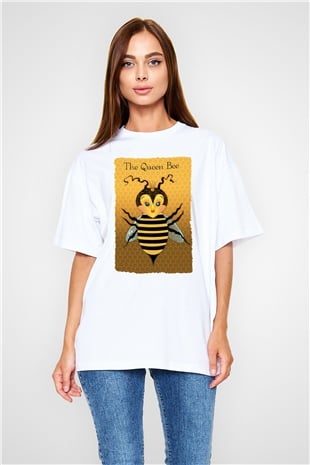 Arıcı Beyaz Unisex Oversize Tişört T-Shirt