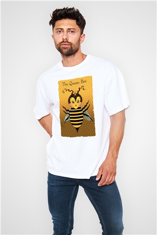 Arıcı Beyaz Unisex Oversize Tişört T-Shirt
