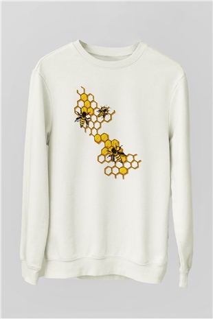 Arıcı Beyaz Unisex Sweatshirt