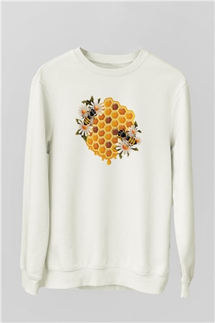 Arıcı Beyaz Unisex Sweatshirt