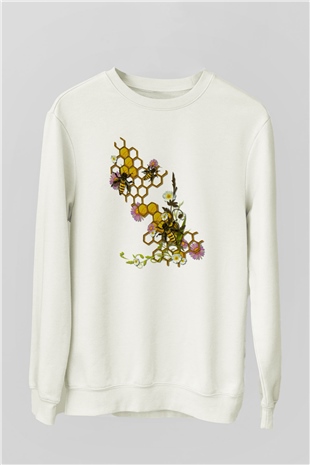 Arıcı Beyaz Unisex Sweatshirt
