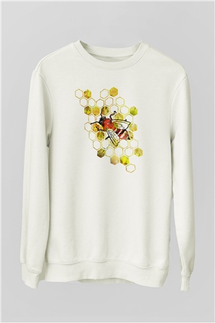 Arıcı Beyaz Unisex Sweatshirt