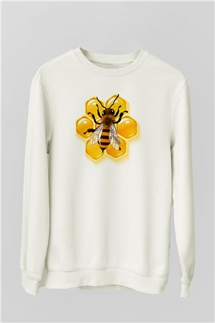 Arıcı Beyaz Unisex Sweatshirt