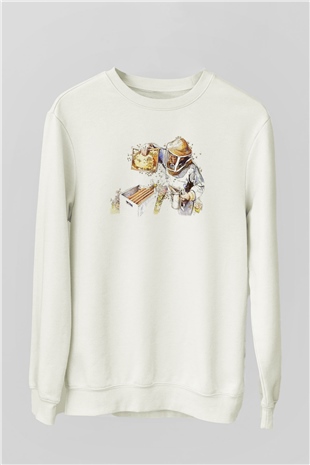 Arıcı Beyaz Unisex Sweatshirt
