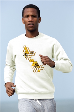 Arıcı Beyaz Unisex Sweatshirt