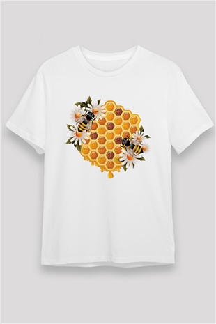 Arıcı Beyaz Unisex Tişört T-Shirt - TişörtFabrikası