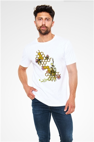Arıcı Beyaz Unisex Tişört T-Shirt - TişörtFabrikası