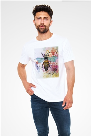 Arıcı Beyaz Unisex Tişört T-Shirt - TişörtFabrikası