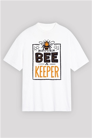 Arıcı Beyaz Oversize Tişört Oversize T-shirt - TişörtFabrikası