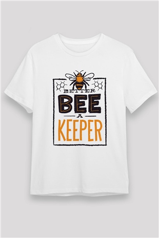 Arıcı Beyaz Unisex Tişört T-Shirt - TişörtFabrikası