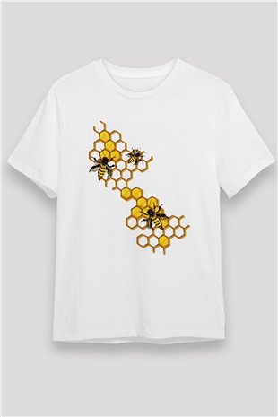 Arıcı Beyaz Unisex Tişört T-Shirt - TişörtFabrikası