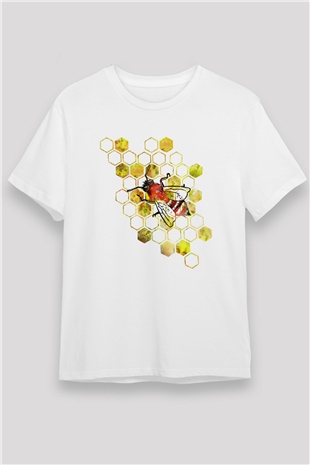 Arıcı Beyaz Unisex Tişört T-Shirt - TişörtFabrikası