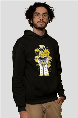 Arıcı Siyah Unisex Kapşonlu Sweatshirt