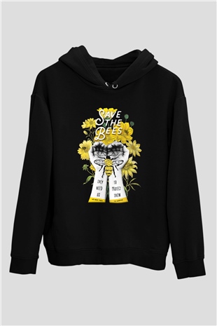 Arıcı Siyah Unisex Kapşonlu Sweatshirt