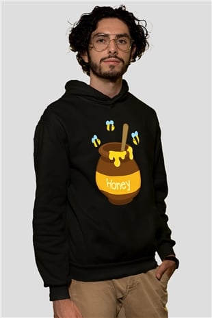 Arıcı Siyah Unisex Kapşonlu Sweatshirt