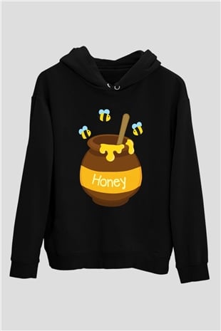 Arıcı Siyah Unisex Kapşonlu Sweatshirt