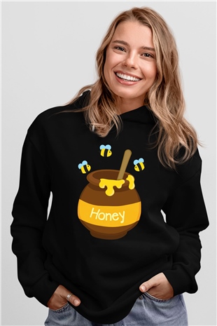 Arıcı Siyah Unisex Kapşonlu Sweatshirt
