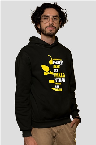 Arıcı Siyah Unisex Kapüşonlu Sweatshirt