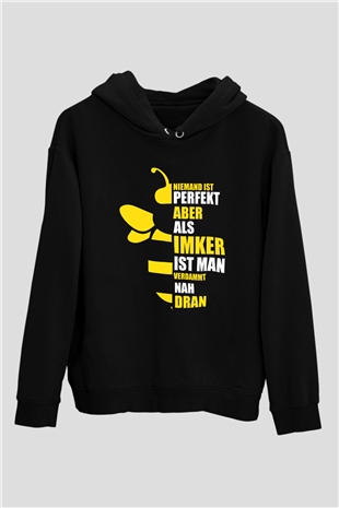 Arıcı Siyah Unisex Kapüşonlu Sweatshirt