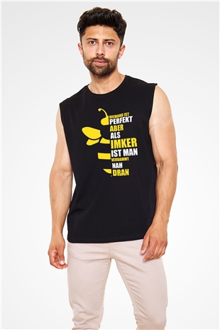Arıcı Siyah Unisex Kolsuz Tişört
