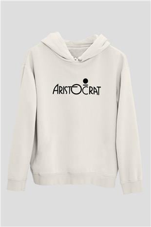 Aristocrats Baskılı Beyaz Unisex Kapüşonlu Sweatshirt