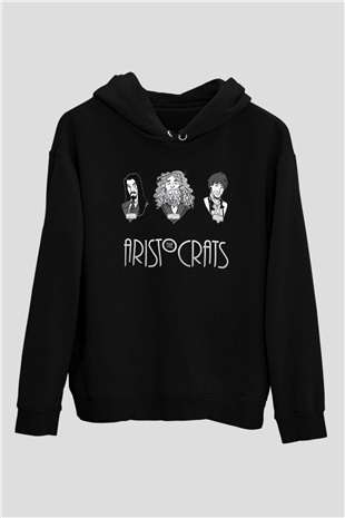 Aristocrats Baskılı Unisex Siyah Kapüşonlu Sweatshirt