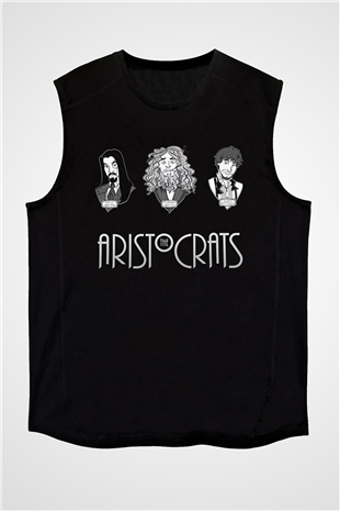 Aristocrats Baskılı Unisex Siyah Kolsuz Tişört - Tshirt