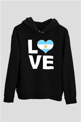 Arjantin Siyah Unisex Hoodie