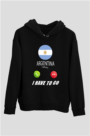 Arjantin Siyah Unisex Hoodie