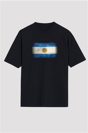 Arjantin Siyah Unisex Oversize Tişört T-Shirt