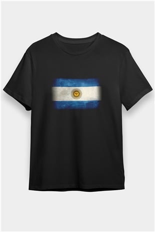 Arjantin Siyah Unisex Tişört T-Shirt - TişörtFabrikası