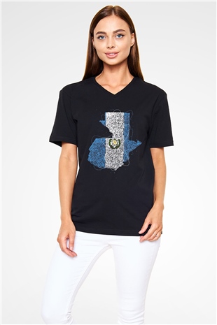 Arjantin Siyah Unisex V Yaka Tişört