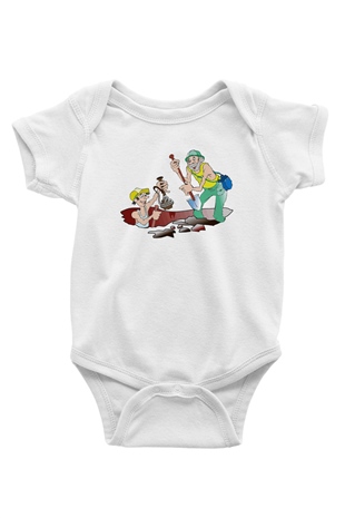 Arkeolog Baskılı Beyaz Unisex Bebek Body - Zıbın