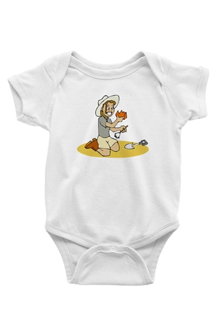 Arkeolog Baskılı Beyaz Unisex Bebek Body - Zıbın