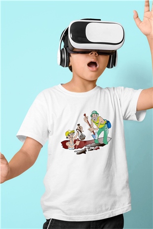 Arkeolog Baskılı Beyaz Unisex Çocuk Tişört